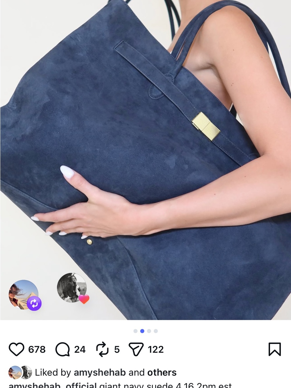 Amy Shehab Giant Navy Suede Tote Bag - Picture 10 of 14